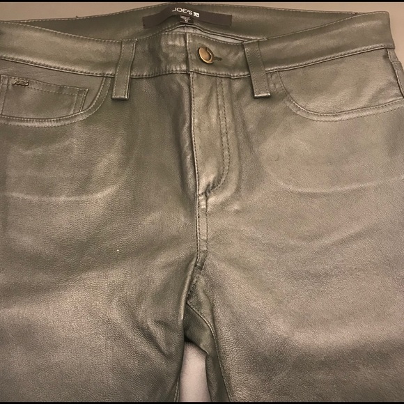 Joes Jeans Leather Pants Dark Green - Picture 1 of 4